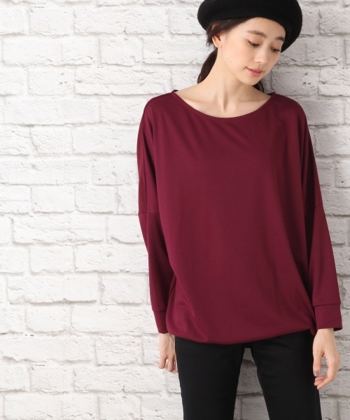 LEPSIM（レプシィム）の「ポンチドレープ2WAYプルオーバー　734938（Tシャツ/カットソー・レディース・アイボリー/ブラック/レッドパープル・FREE）」の3枚目の写真