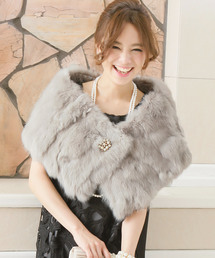 PourVous | ゴージャスラビットファーストール ショール 結婚式 フォーマル オケージョン 同窓会 (ストール/ショール)