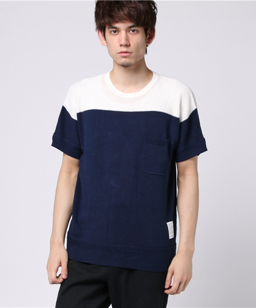 ICHIMILE GRATORY(イチマイルグラトリー)の「ICHIMILE GRATORY イチミリグラトリー / football knit t-shirts フットボールニットTシャツ / IMG-K7(Tシャツ/カットソー・メンズ・ネイビー/オフホワイト/グレー/ブラック・0/2/1)」の4枚目の写真