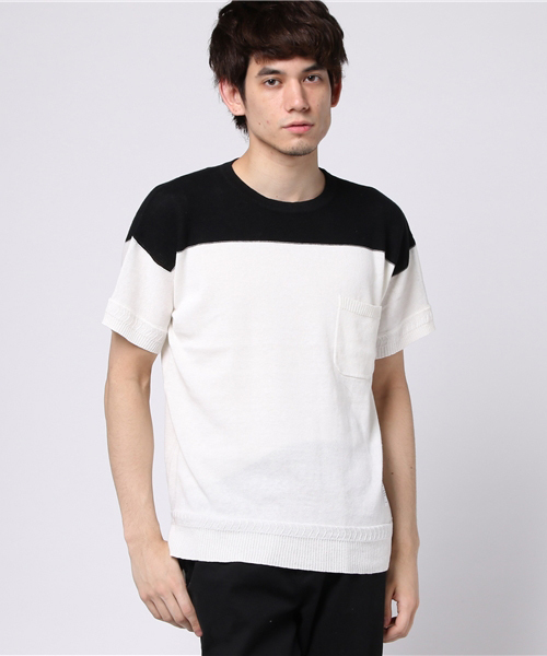ICHIMILE GRATORY(イチマイルグラトリー)の「ICHIMILE GRATORY イチミリグラトリー / football knit t-shirts フットボールニットTシャツ / IMG-K7(Tシャツ/カットソー・メンズ・ネイビー/オフホワイト/グレー/ブラック・0/2/1)」の2枚目の写真