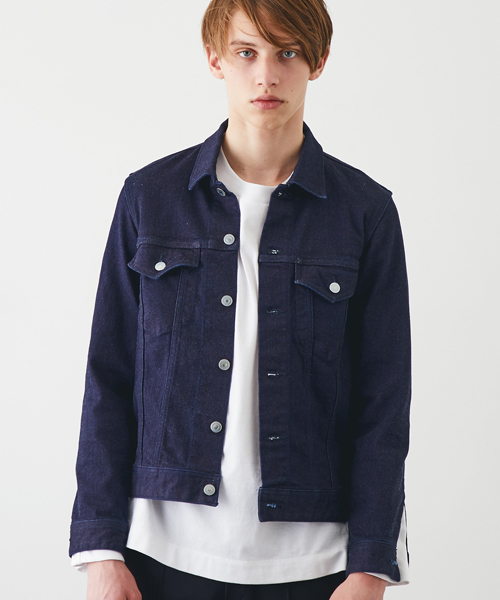 STUDIOUS（ステュディオス）の「【STUDIOUS】ストレッチデニムウォッシュドGジャン（デニムジャケット・メンズ・ネイビー/サックスブルー・1/3/2）」の5枚目の写真