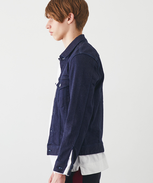 STUDIOUS（ステュディオス）の「【STUDIOUS】ストレッチデニムウォッシュドGジャン（デニムジャケット・メンズ・ネイビー/サックスブルー・1/3/2）」の6枚目の写真