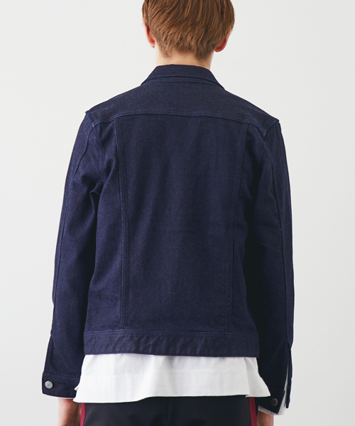 STUDIOUS（ステュディオス）の「【STUDIOUS】ストレッチデニムウォッシュドGジャン（デニムジャケット・メンズ・ネイビー/サックスブルー・1/3/2）」の7枚目の写真