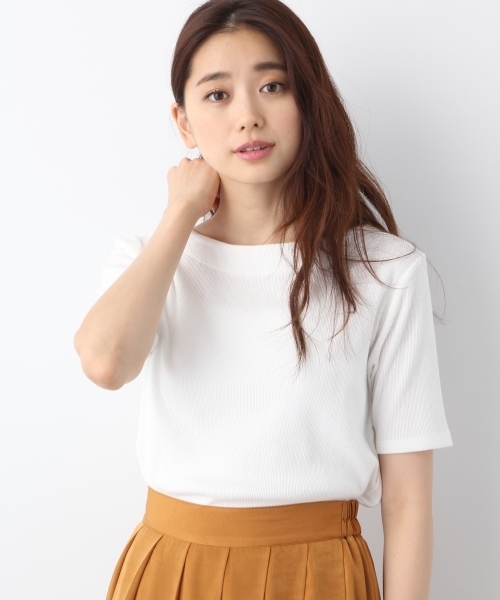 LEPSIM（レプシィム）の「テレコボートネックプルオーバー5S　761940（Tシャツ/カットソー・レディース・レッド/オフホワイト/ブラック・MEDIUM/LARGE）」の2枚目の写真