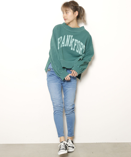 DOUBLE NAME（ダブルネーム）の「ピグメントＢＩＧオフショル裏毛プルオーバー（Tシャツ/カットソー・レディース・ライトグレー/ブラック/グリーン・FREE）」の18枚目の写真