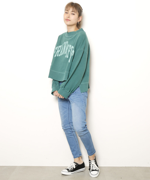 DOUBLE NAME（ダブルネーム）の「ピグメントＢＩＧオフショル裏毛プルオーバー（Tシャツ/カットソー・レディース・ライトグレー/ブラック/グリーン・FREE）」の17枚目の写真