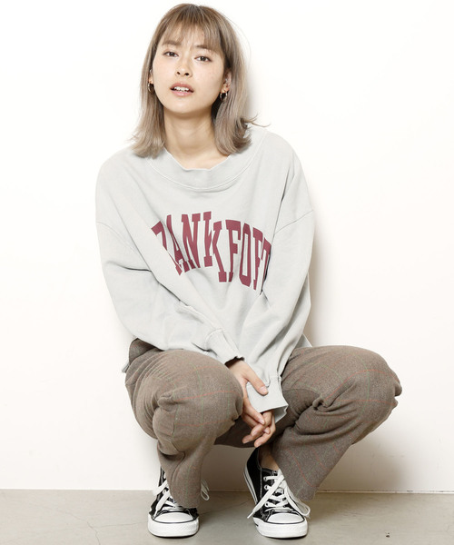 DOUBLE NAME（ダブルネーム）の「ピグメントＢＩＧオフショル裏毛プルオーバー（Tシャツ/カットソー・レディース・ライトグレー/ブラック/グリーン・FREE）」の15枚目の写真