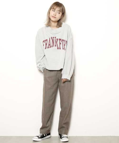 DOUBLE NAME（ダブルネーム）の「ピグメントＢＩＧオフショル裏毛プルオーバー（Tシャツ/カットソー・レディース・ライトグレー/ブラック/グリーン・FREE）」の14枚目の写真