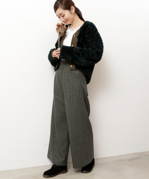 RAY CASSIN（レイカズン）の「ガンクラブチェックワイドパンツ（その他パンツ・レディース・カーキ/ブラウン/ライトグレー・FREE）」の14枚目の写真