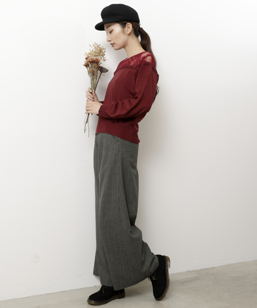 RAY CASSIN（レイカズン）の「ガンクラブチェックワイドパンツ（その他パンツ・レディース・カーキ/ブラウン/ライトグレー・FREE）」の16枚目の写真