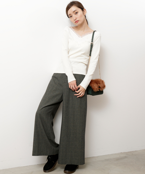 RAY CASSIN（レイカズン）の「ガンクラブチェックワイドパンツ（その他パンツ・レディース・カーキ/ブラウン/ライトグレー・FREE）」の17枚目の写真