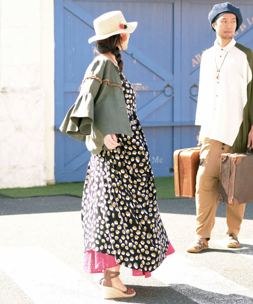 チャイハネ（チャイハネ）の「【チャイハネ】アフリカンドット柄変形ノースリーブワンピース（ワンピース・レディース・ブラック/イエロー/ブルー・FREE）」の13枚目の写真