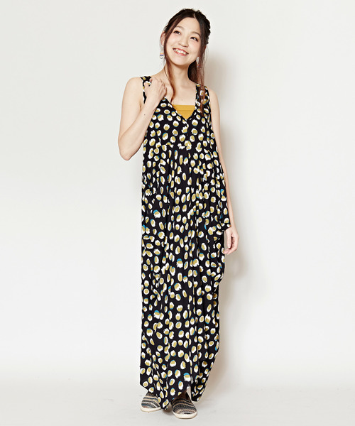 チャイハネ（チャイハネ）の「【チャイハネ】アフリカンドット柄変形ノースリーブワンピース（ワンピース・レディース・ブラック/イエロー/ブルー・FREE）」の15枚目の写真