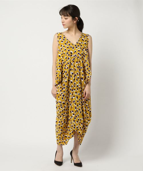 チャイハネ（チャイハネ）の「【チャイハネ】アフリカンドット柄変形ノースリーブワンピース（ワンピース・レディース・ブラック/イエロー/ブルー・FREE）」の9枚目の写真