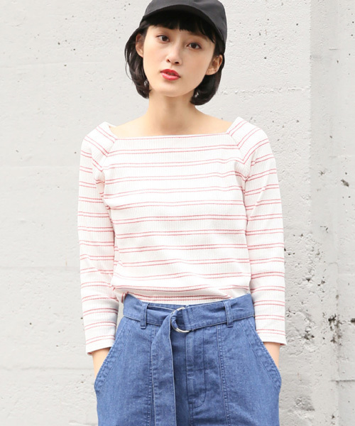 LOWRYS FARM(ローリーズファーム)の「リブスクエア/7S 784032(Tシャツ/カットソー・レディース・グリーン/レッド/オフホワイト/ブラック/グレー/ブルー系その他・LARGE/MEDIUM)」の1枚目の写真