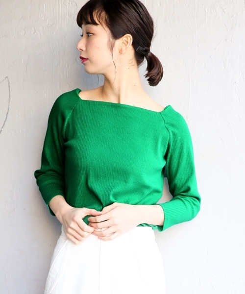 LOWRYS FARM(ローリーズファーム)の「リブスクエア/7S 784032(Tシャツ/カットソー・レディース・グリーン/レッド/オフホワイト/ブラック/グレー/ブルー系その他・LARGE/MEDIUM)」の5枚目の写真