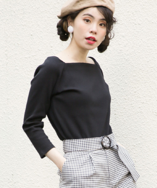 LOWRYS FARM(ローリーズファーム)の「リブスクエア/7S 784032(Tシャツ/カットソー・レディース・グリーン/レッド/オフホワイト/ブラック/グレー/ブルー系その他・LARGE/MEDIUM)」の3枚目の写真