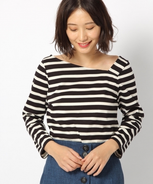 laboratory work（ラボラトリーワーク）の「ワンショルボーダープルオーバー（Tシャツ/カットソー・レディース・ホワイト/ブラック/ブルー・MEDIUM）」の3枚目の写真