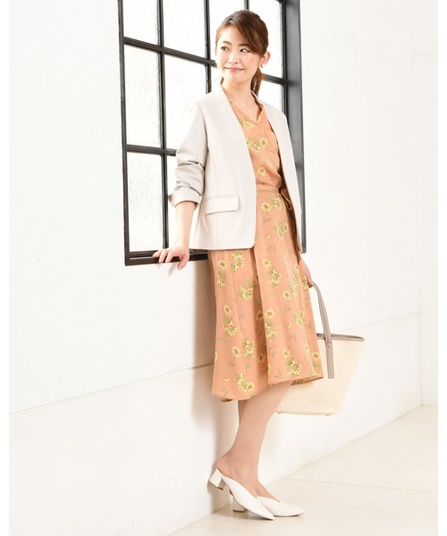 un dix cors（アンディコール）の「ピーチサテンプリントワンピース（ワンピース・レディース・アイボリー/ピンク・ﾌﾘ-）」の7枚目の写真