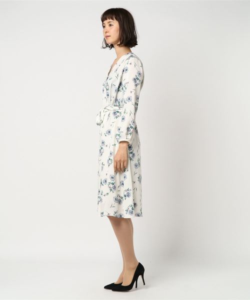 un dix cors（アンディコール）の「ピーチサテンプリントワンピース（ワンピース・レディース・アイボリー/ピンク・ﾌﾘ-）」の4枚目の写真