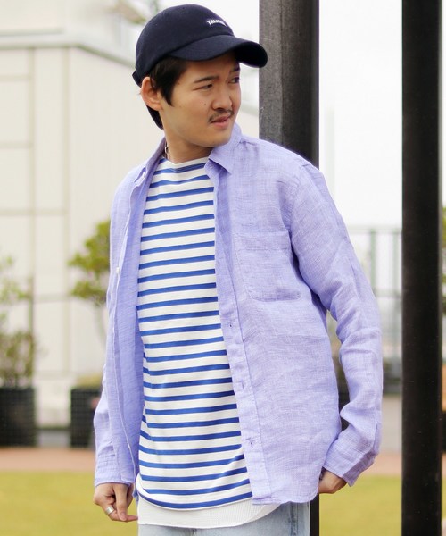 JOURNAL STANDARD relume（ジャーナルスタンダード　レリューム）の「リネンパナマシャツ#（シャツ/ブラウス・メンズ・ネイビー/サックスブルー/ブルー/ナチュラル/ブルー系その他・S/M/L）」の5枚目の写真