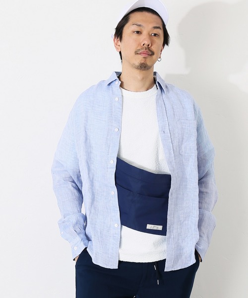 JOURNAL STANDARD relume（ジャーナルスタンダード　レリューム）の「リネンパナマシャツ#（シャツ/ブラウス・メンズ・ネイビー/サックスブルー/ブルー/ナチュラル/ブルー系その他・S/M/L）」の12枚目の写真