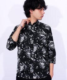 ８(eight) | ニュースペーパー柄 7分袖シャツ コットン(シャツ/ブラウス)