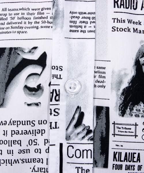 ８(eight)（エイト）の「ニュースペーパー柄 7分袖シャツ コットン（シャツ/ブラウス・メンズ・ホワイト/ブラック・MEDIUM/LARGE/X-LARGE）」の16枚目の写真