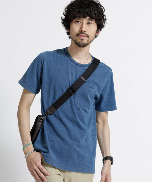 NANO universe（ナノユニバース）の「加工カノコＴシャツＳＳ（Tシャツ/カットソー・メンズ・ダークインディゴブルー/ライトインディゴブルー/ブラック・LARGE/MEDIUM/SMALL/X-LARGE）」の2枚目の写真