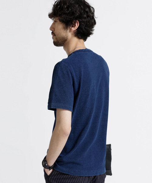 NANO universe（ナノユニバース）の「加工カノコＴシャツＳＳ（Tシャツ/カットソー・メンズ・ダークインディゴブルー/ライトインディゴブルー/ブラック・LARGE/MEDIUM/SMALL/X-LARGE）」の4枚目の写真