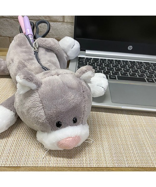 NICI/フィギュアポーチ グレーキャット ペンポーチ もこもこ（おもちゃ