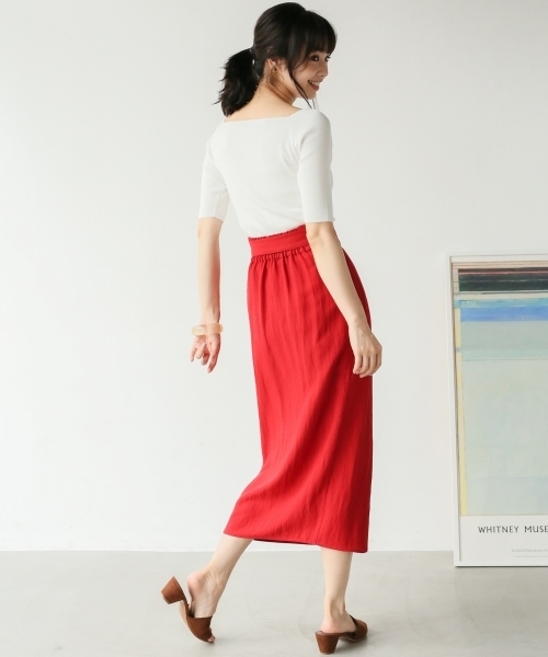 A part by（アパートバイ）の「RyNyラップタイトスカート 798511（スカート・レディース・レッド/グリーン/ベージュ系その他/ブルー系その他・FREE）」の13枚目の写真