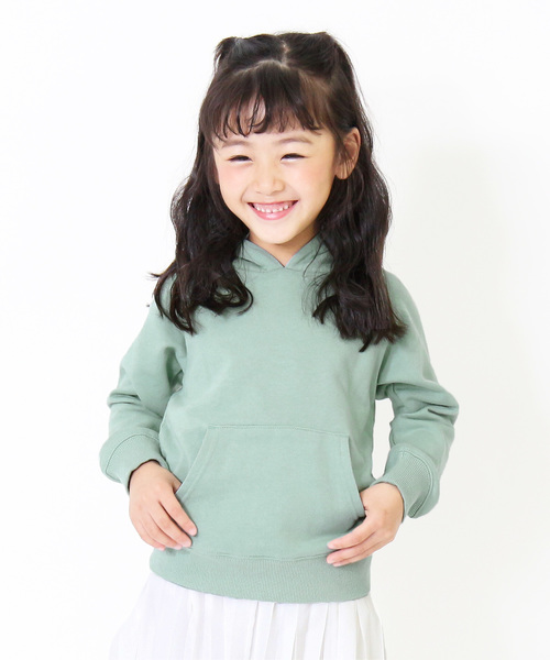 devirock（デビロック）の「無地スウェット長袖パーカー プルパーカー（パーカー・キッズ・ネイビー/杢グレー/グリーン系その他/レッド系その他/スモークピンク/グリーン系その他2/ブラック/ベージュ・140cm/150cm/100cm/130cm/120cm/160cm/110cm）」の5枚目の写真