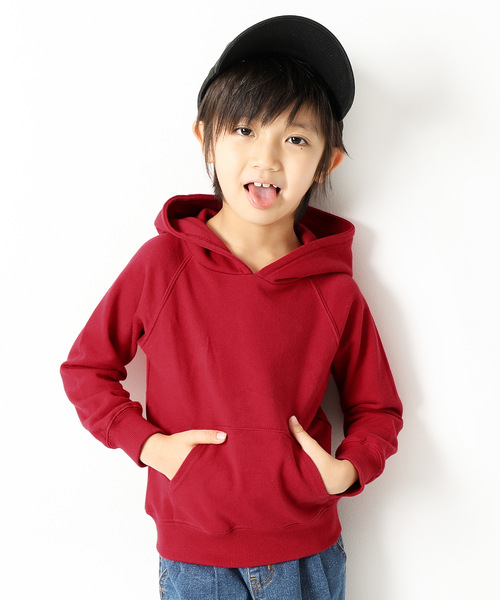 devirock（デビロック）の「無地スウェット長袖パーカー プルパーカー（パーカー・キッズ・ネイビー/杢グレー/グリーン系その他/レッド系その他/スモークピンク/グリーン系その他2/ブラック/ベージュ・140cm/150cm/100cm/130cm/120cm/160cm/110cm）」の8枚目の写真