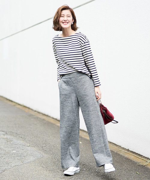 RIVE DROITE(リヴドロワ)の「千鳥ジャージセミワイドパンツ(その他パンツ・レディース・ライトグレー/ブラック・38/36)」の4枚目の写真