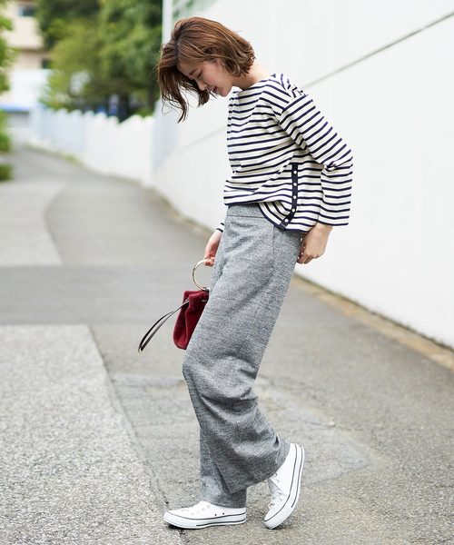 RIVE DROITE(リヴドロワ)の「千鳥ジャージセミワイドパンツ(その他パンツ・レディース・ライトグレー/ブラック・38/36)」の6枚目の写真