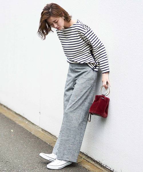 RIVE DROITE(リヴドロワ)の「千鳥ジャージセミワイドパンツ(その他パンツ・レディース・ライトグレー/ブラック・38/36)」の7枚目の写真