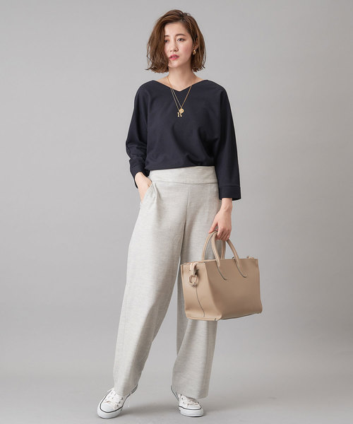 RIVE DROITE(リヴドロワ)の「千鳥ジャージセミワイドパンツ(その他パンツ・レディース・ライトグレー/ブラック・38/36)」の8枚目の写真