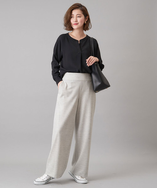 RIVE DROITE(リヴドロワ)の「千鳥ジャージセミワイドパンツ(その他パンツ・レディース・ライトグレー/ブラック・38/36)」の9枚目の写真