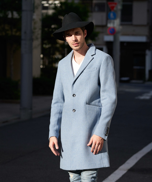 Luv maison（ラブメゾン）の「ストレッチメルトンチェスターコート（チェスターコート・メンズ・ブラック/グレー/ベージュ/サックスブルー・M/L/XL）」の4枚目の写真