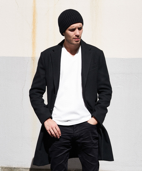 Luv maison（ラブメゾン）の「ストレッチメルトンチェスターコート（チェスターコート・メンズ・ブラック/グレー/ベージュ/サックスブルー・M/L/XL）」の2枚目の写真