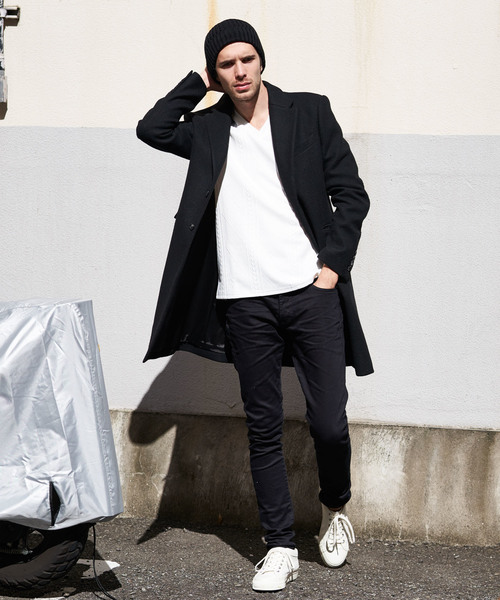 Luv maison（ラブメゾン）の「ストレッチメルトンチェスターコート（チェスターコート・メンズ・ブラック/グレー/ベージュ/サックスブルー・M/L/XL）」の16枚目の写真