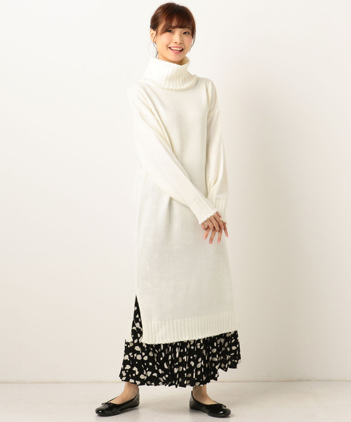 Archives アルシーヴ の ダメージタートルニットワンピース ワンピース Wear