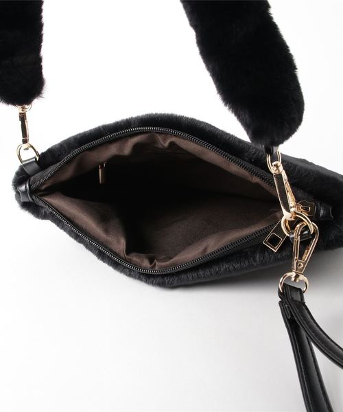 PARKS TOKYO SELECT(パークストウキョウセレクト)の「2WAYファースクエアBAG(ショルダーバッグ・レディース・ブラック/ライトブラウン・FREE)」の4枚目の写真
