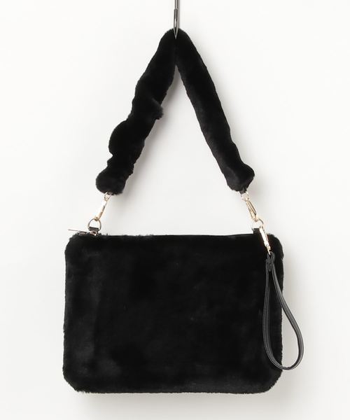 PARKS TOKYO SELECT(パークストウキョウセレクト)の「2WAYファースクエアBAG(ショルダーバッグ・レディース・ブラック/ライトブラウン・FREE)」の3枚目の写真