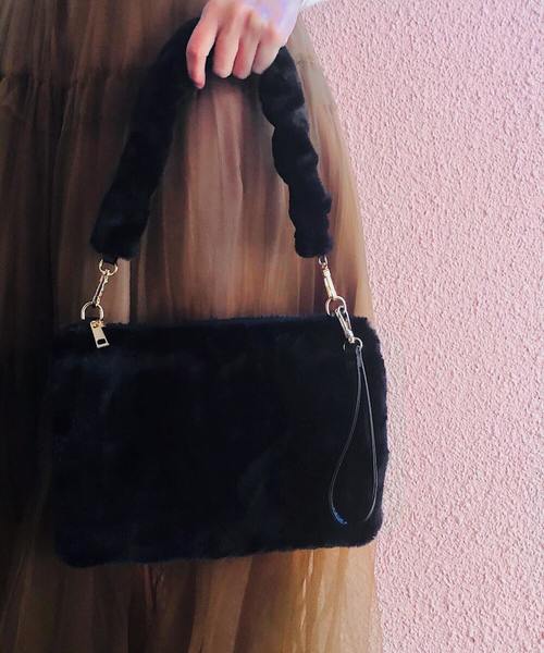 PARKS TOKYO SELECT(パークストウキョウセレクト)の「2WAYファースクエアBAG(ショルダーバッグ・レディース・ブラック/ライトブラウン・FREE)」の7枚目の写真