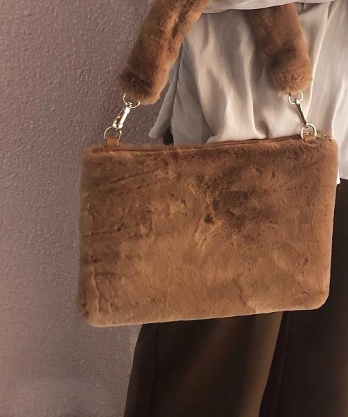 PARKS TOKYO SELECT(パークストウキョウセレクト)の「2WAYファースクエアBAG(ショルダーバッグ・レディース・ブラック/ライトブラウン・FREE)」の6枚目の写真