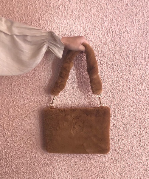 PARKS TOKYO SELECT(パークストウキョウセレクト)の「2WAYファースクエアBAG(ショルダーバッグ・レディース・ブラック/ライトブラウン・FREE)」の5枚目の写真