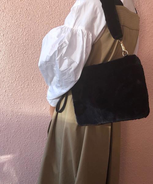 PARKS TOKYO SELECT(パークストウキョウセレクト)の「2WAYファースクエアBAG(ショルダーバッグ・レディース・ブラック/ライトブラウン・FREE)」の11枚目の写真