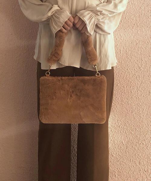 PARKS TOKYO SELECT(パークストウキョウセレクト)の「2WAYファースクエアBAG(ショルダーバッグ・レディース・ブラック/ライトブラウン・FREE)」の13枚目の写真